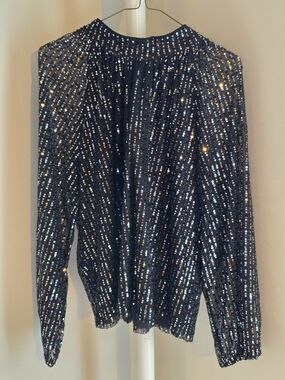 Rock & Shine Black Sequin Long-Sleeve Blouse